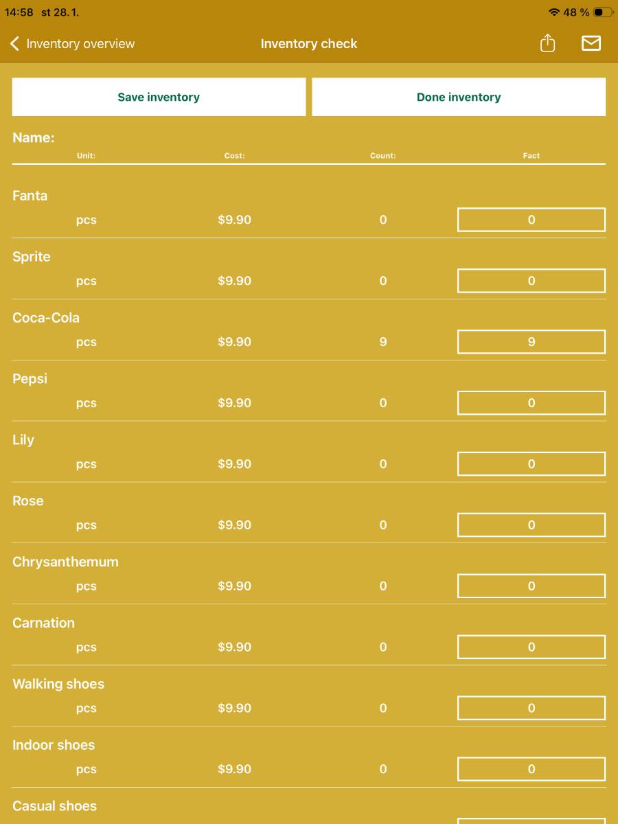 Inventory – processing