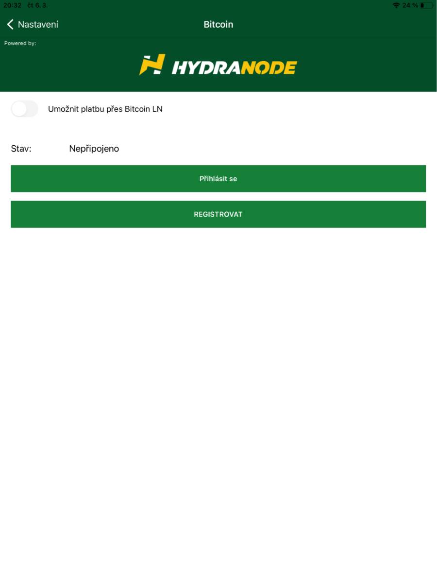 Bitcoin payment settings via Hydranode provider