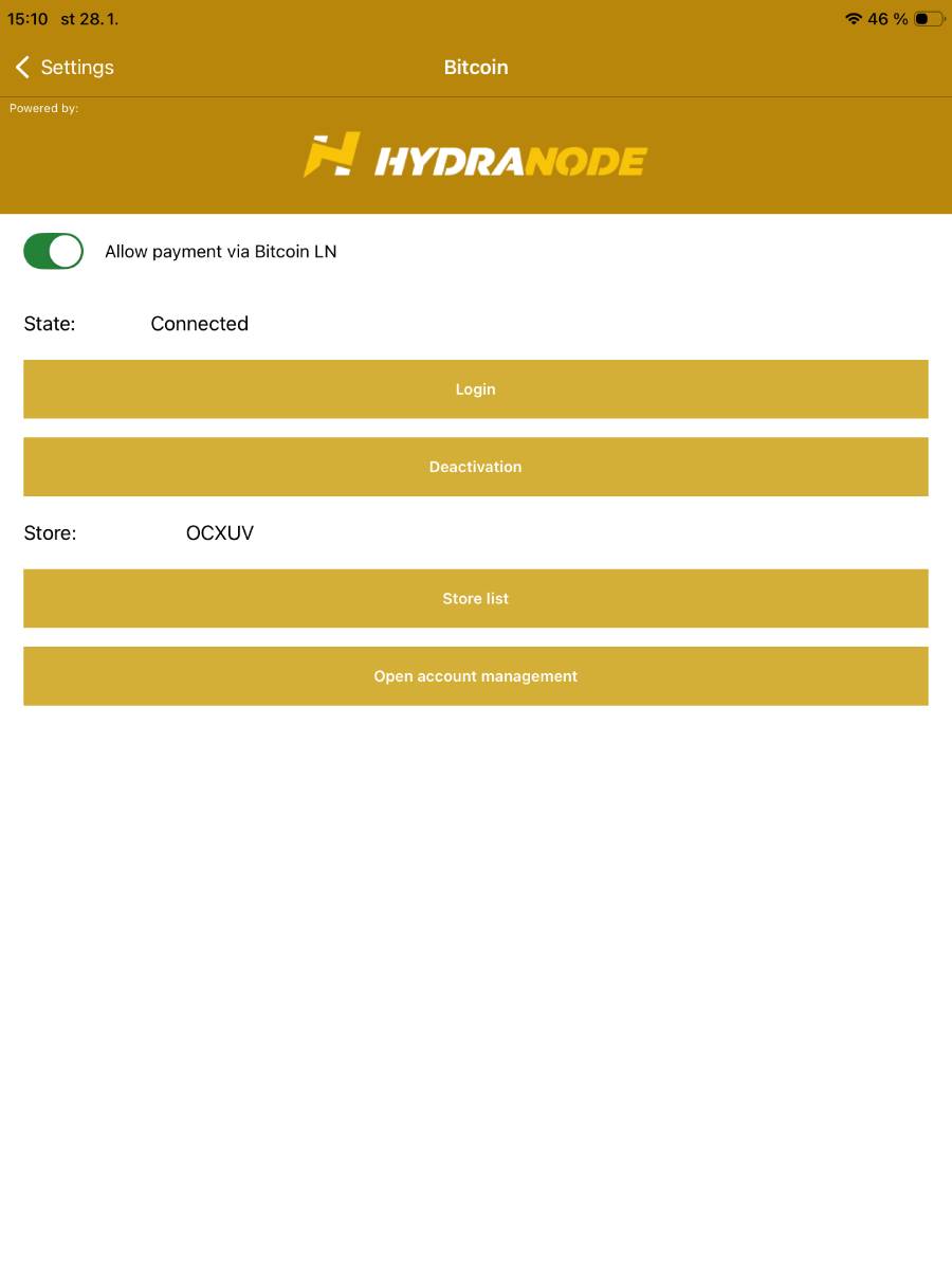 Additional settings for Bitcoin LN payments and management of stores