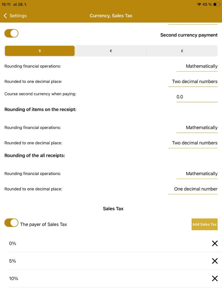 Setting a second currency for payments