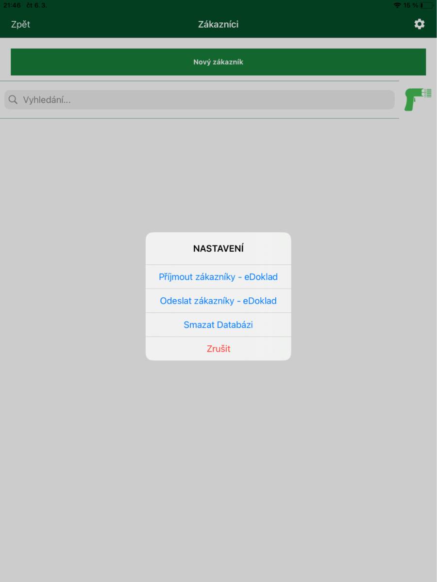 Customers – gear button menu