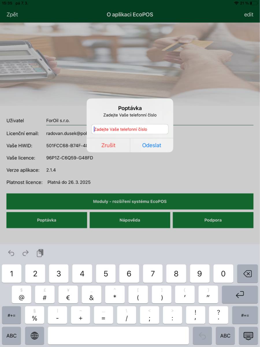 Enquiry – sending contact to EkoBIT company